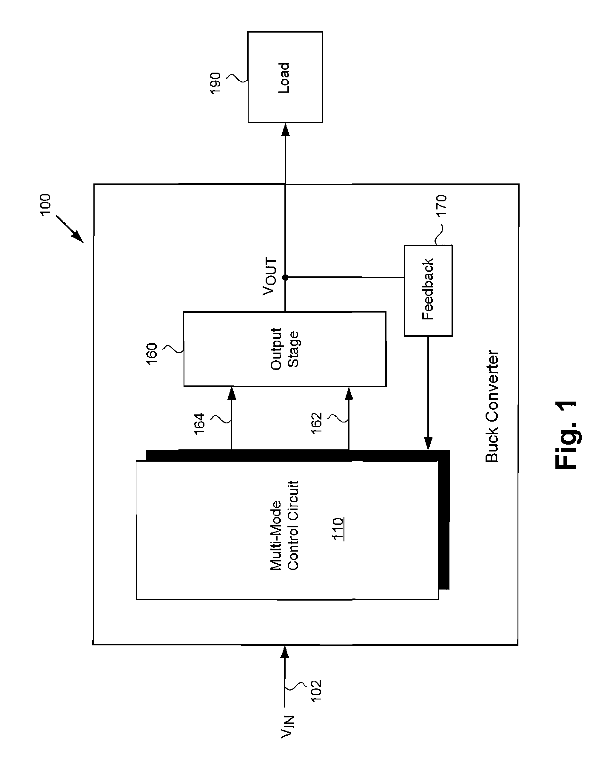 Synchronous Buck Converter Including Multi-Mode Control for Light Load Efficiency and Related Method