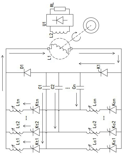 Excitation circuit of separately excited hollow pulse generator capable of recovering residual excitation energy
