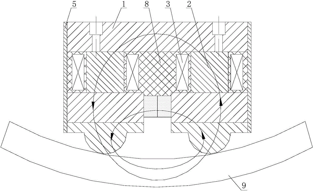 Hemispherical magnetic pole electro-permanent magnet lifting jack capable of attracting curved surface workpieces