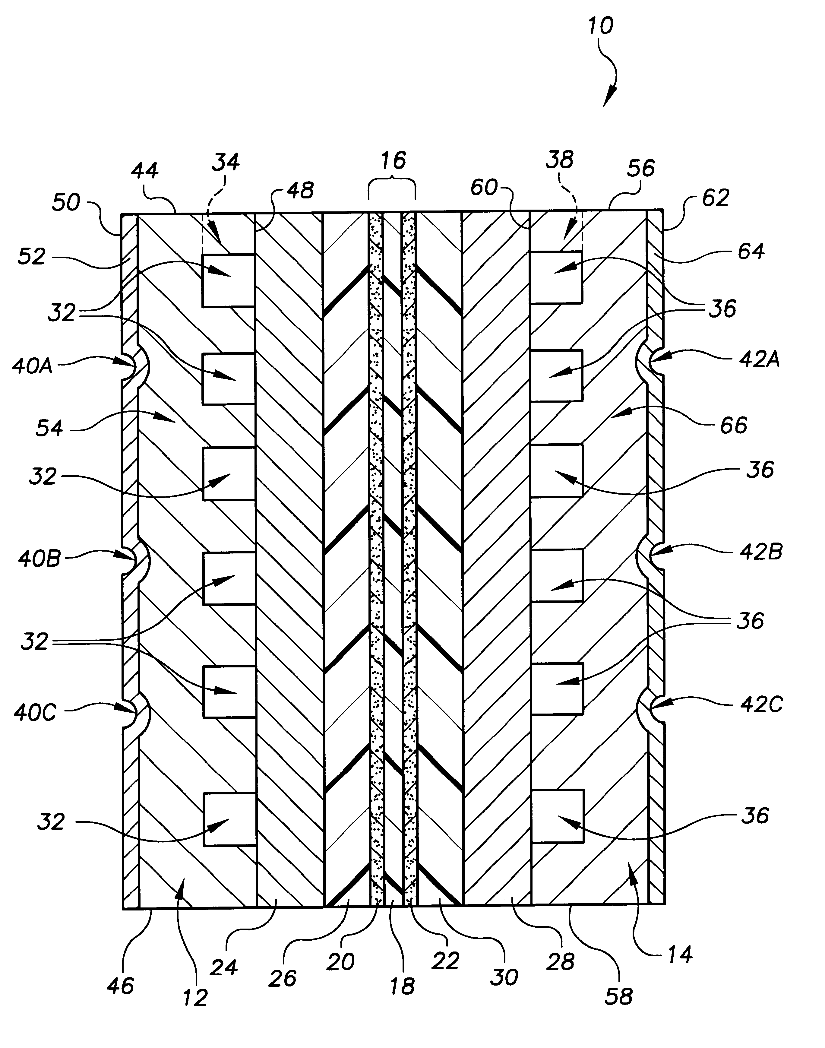 Bi-zone water transport plate for a fuel cell