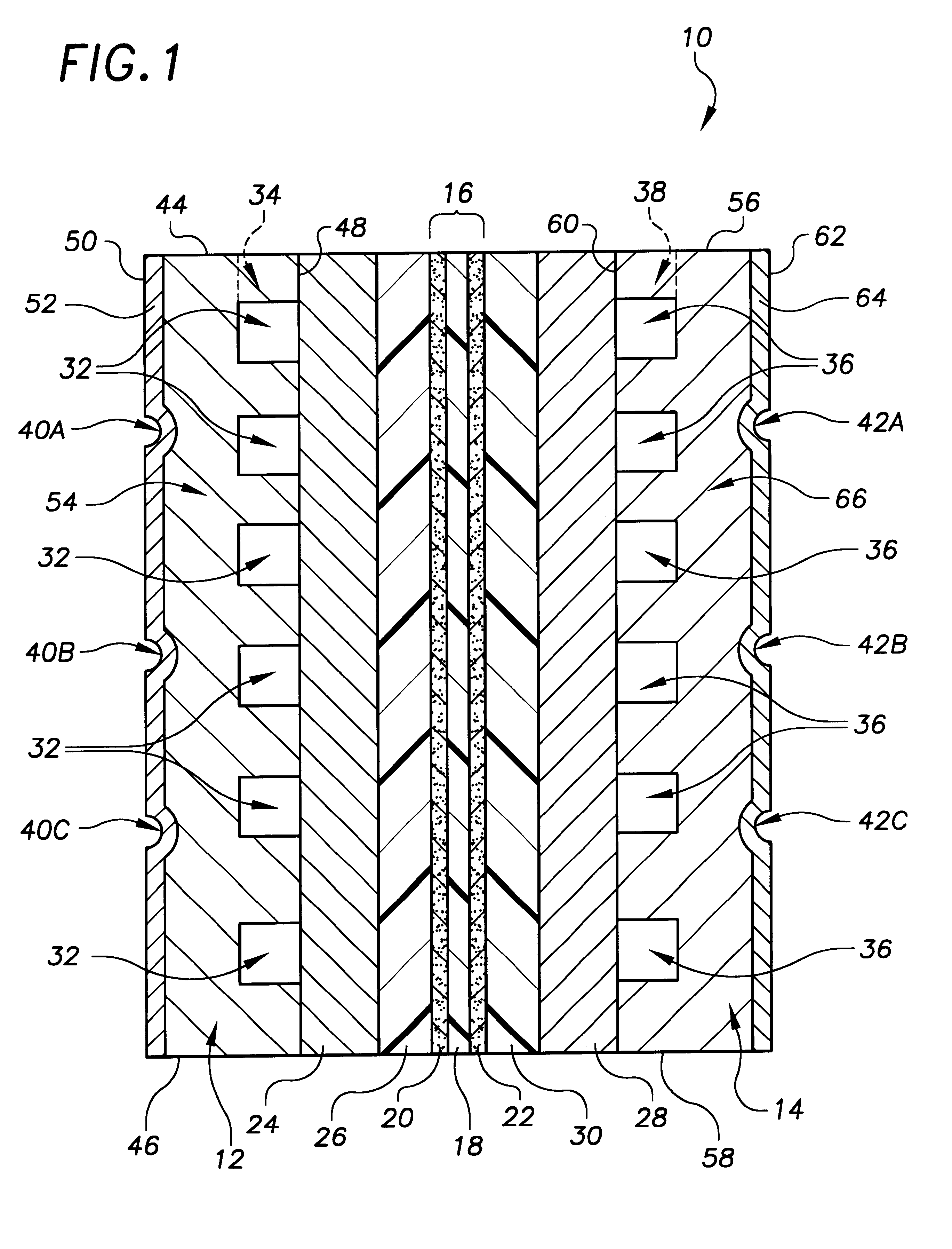 Bi-zone water transport plate for a fuel cell
