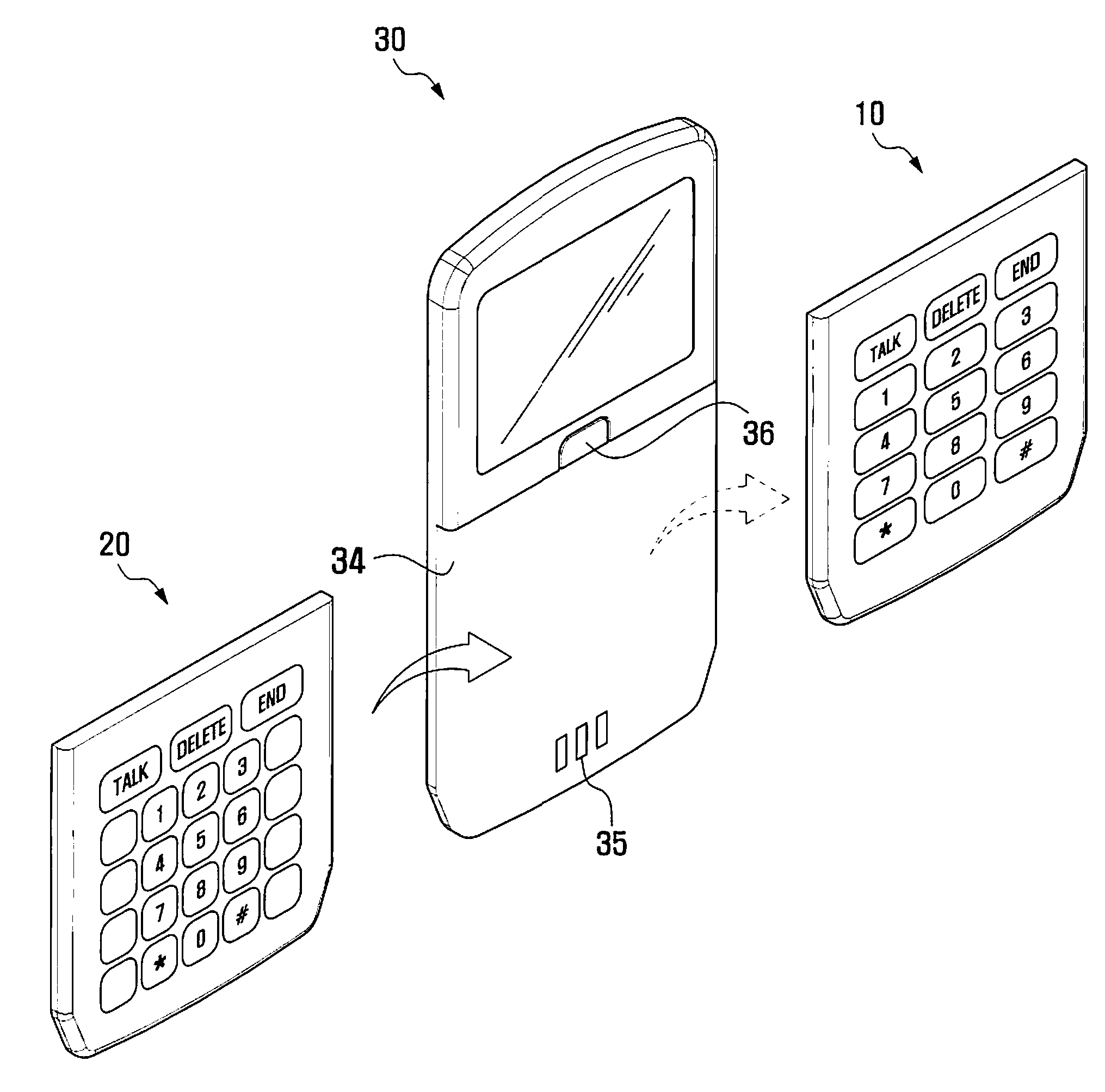 Keypad battery pack, mobile terminal available for different keypad battery packs, and method of changing keypad of mobile terminal
