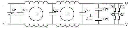 Washing machine and interference suppression module thereof