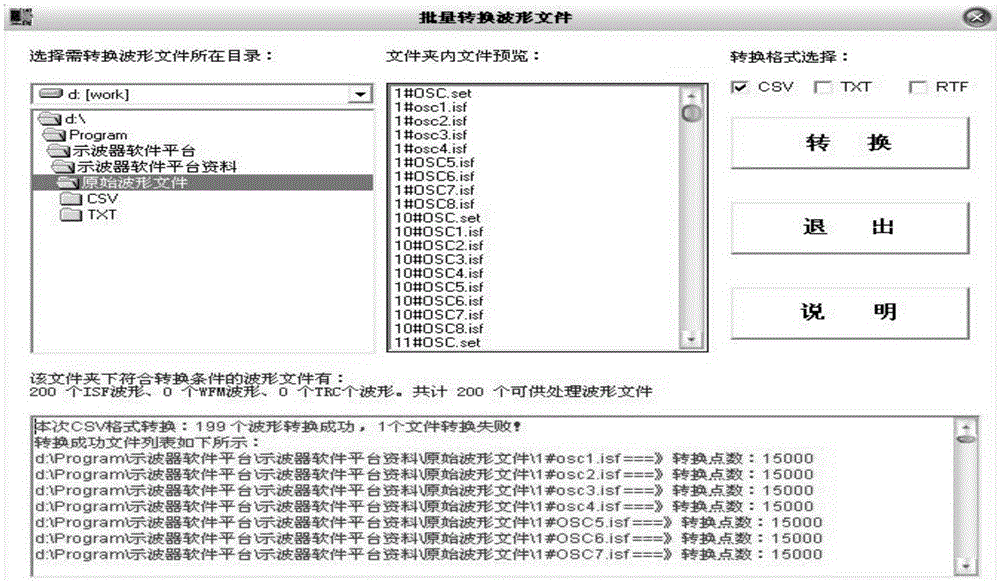 Multi-format waveform data file batch processing method