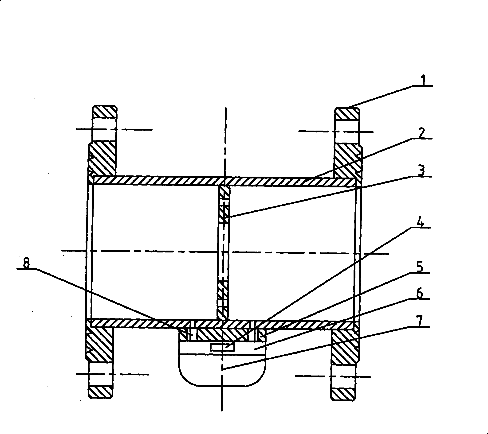 Differential pressure type flow sensor capable of realizing direct pressure tapping and two-way measurement