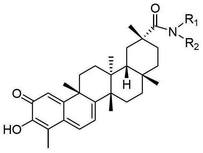 A kind of tripterine derivative, the biological salt of the derivative, its preparation method and application