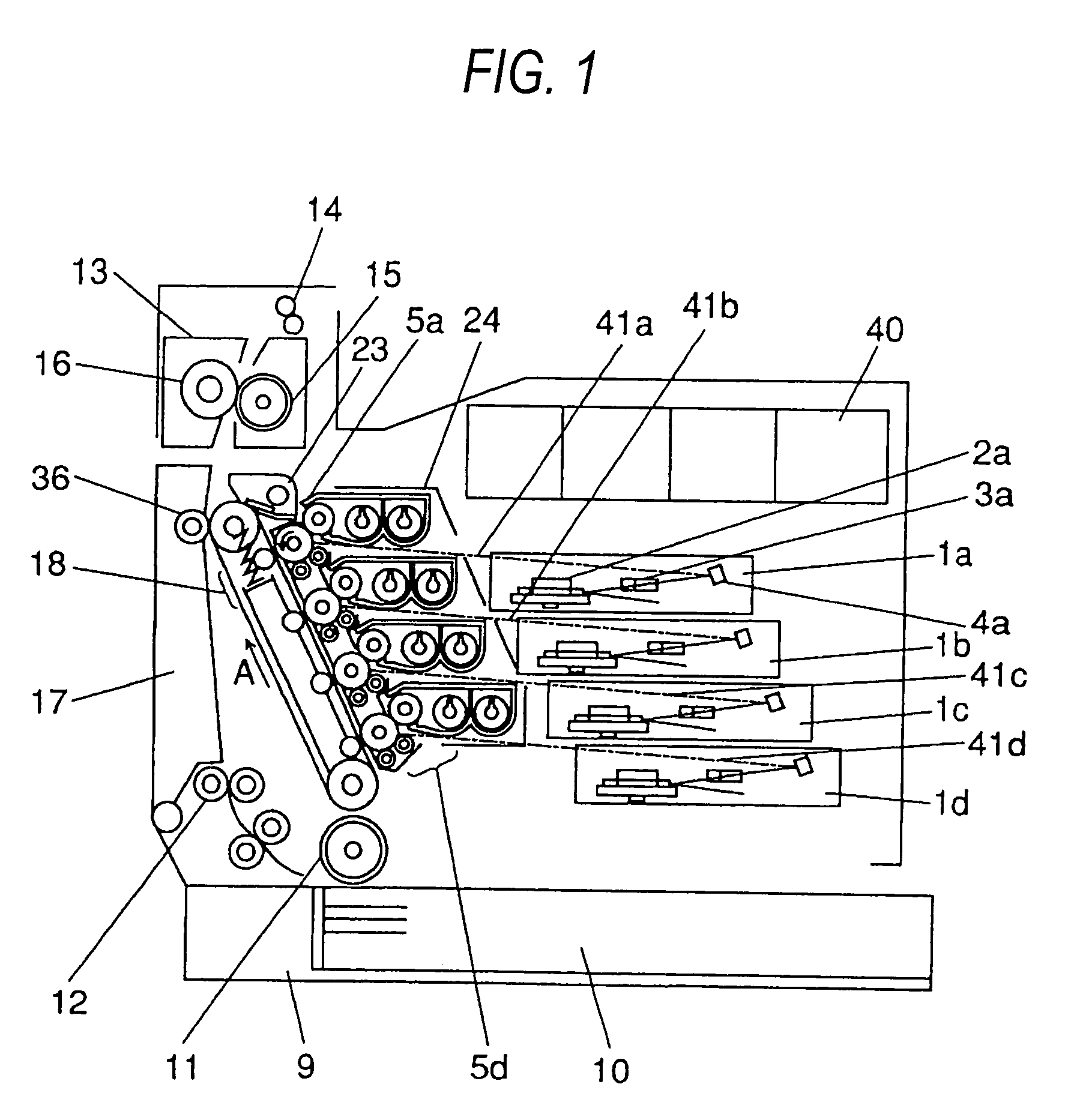 Color image forming apparatus with a removable and inclined intermediate transfer body unit