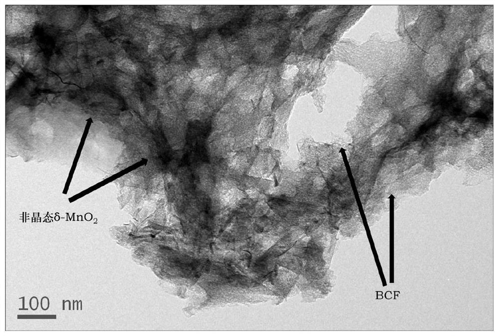 A preparation method and application of amorphous manganese dioxide modified shrimp shell carbon matrix
