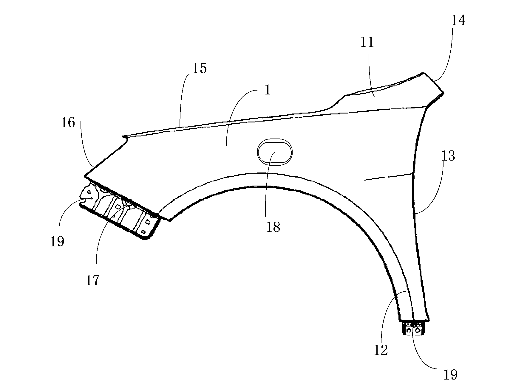Automobile wheel fender and cold stamping forming technology thereof
