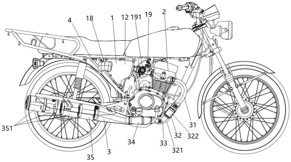 Motorcycle intake and exhaust control system and motorcycle