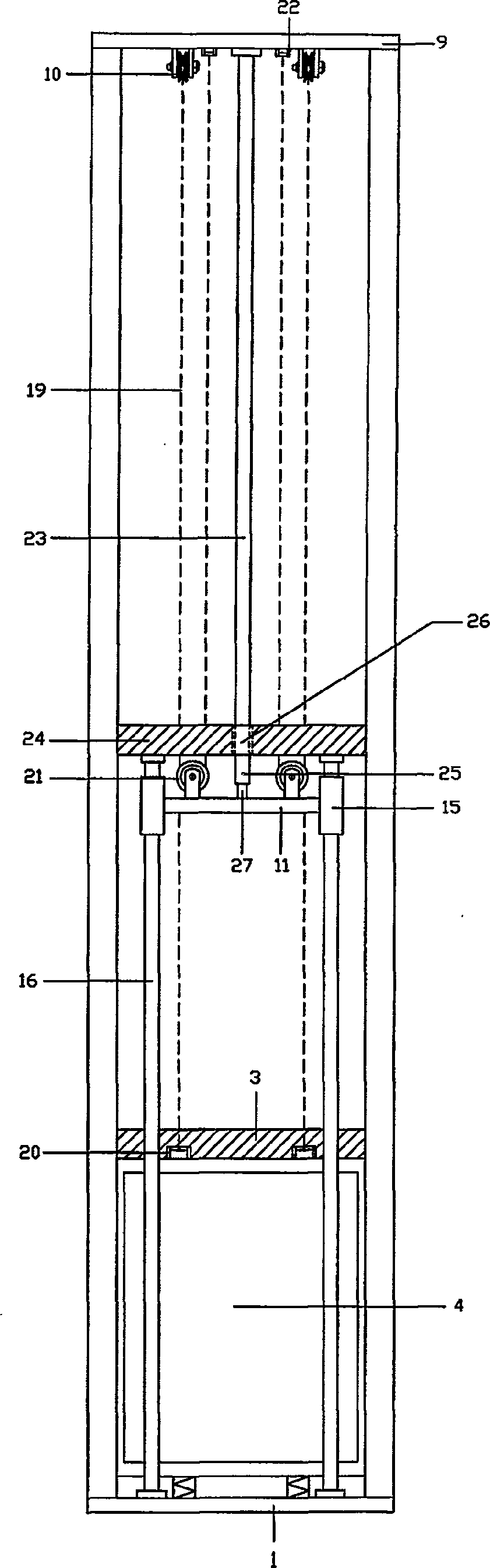 Steel structure hydraulic elevator structure and its manufacturing method