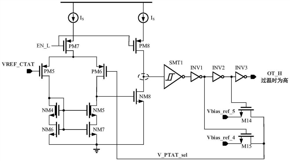 A low power consumption anti-jamming over-temperature protection circuit