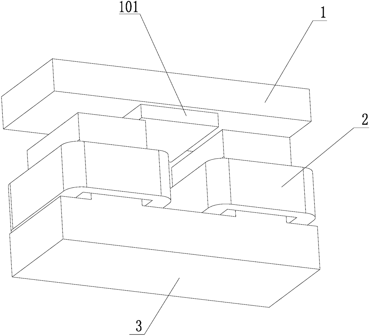 Electromagnetic system for three-phase alternating-current contactor having T-shaped armature structure