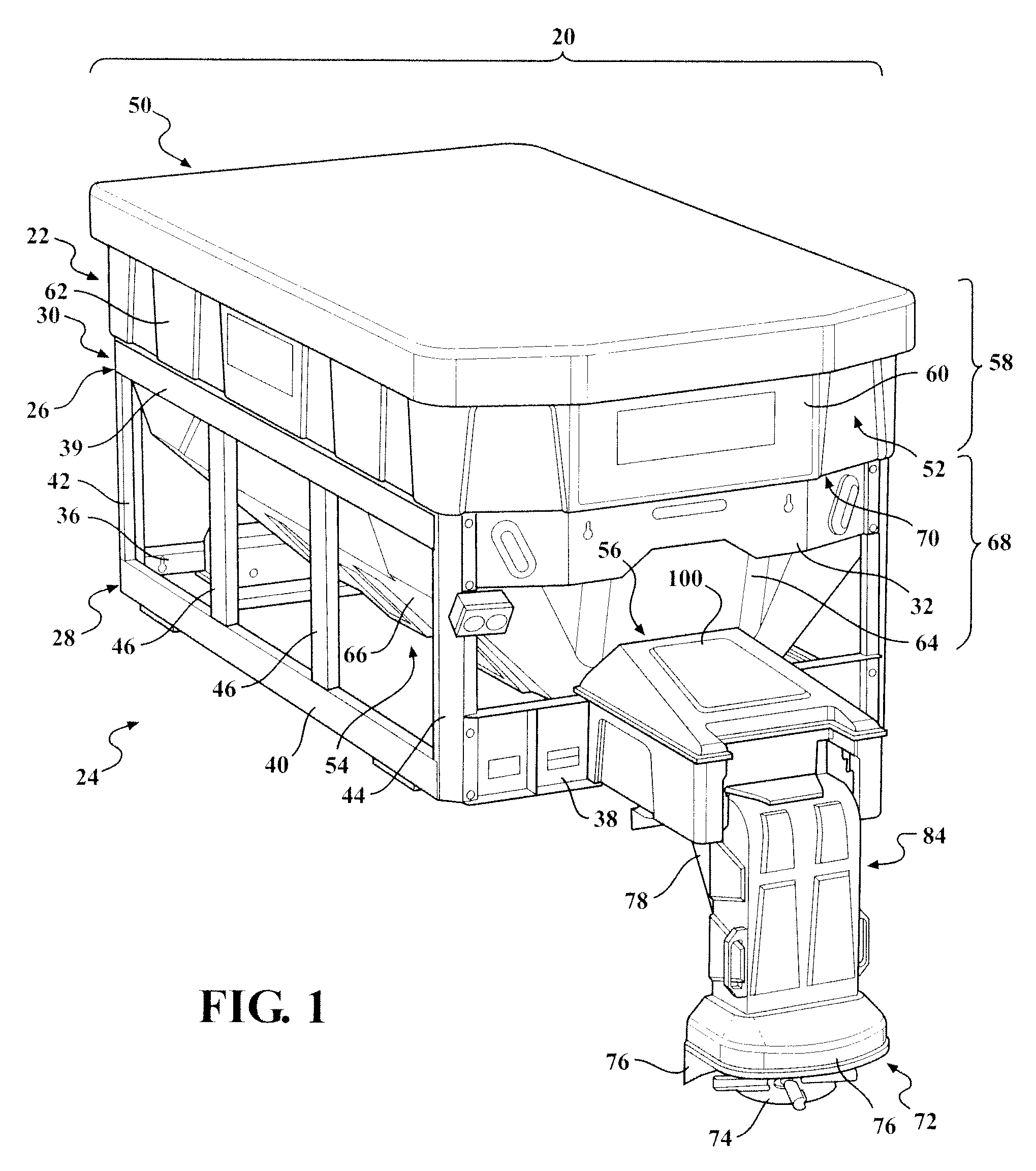 Cab-forward truck bed mounted material spreader