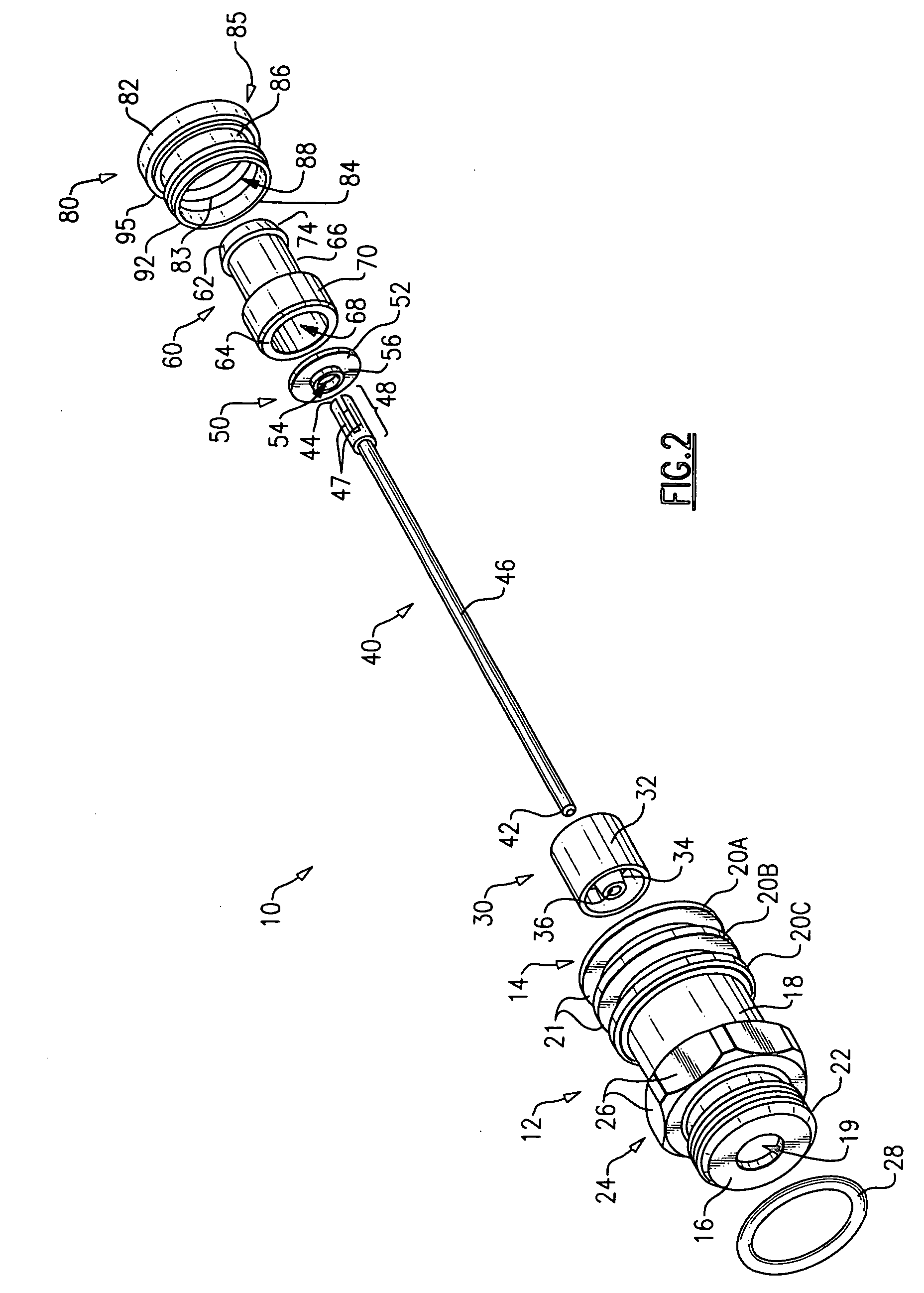 Compression connector for braided coaxial cable