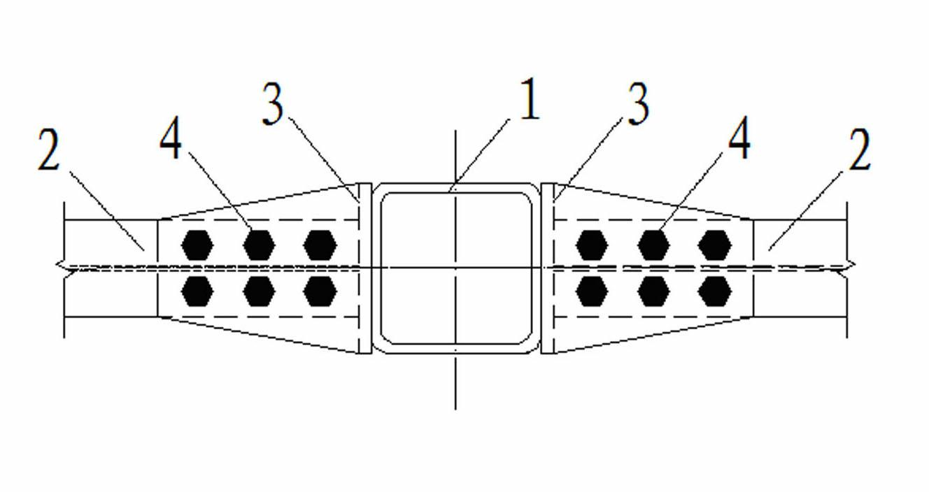 Connecting node of square steel pipe column and H-shaped steel beams
