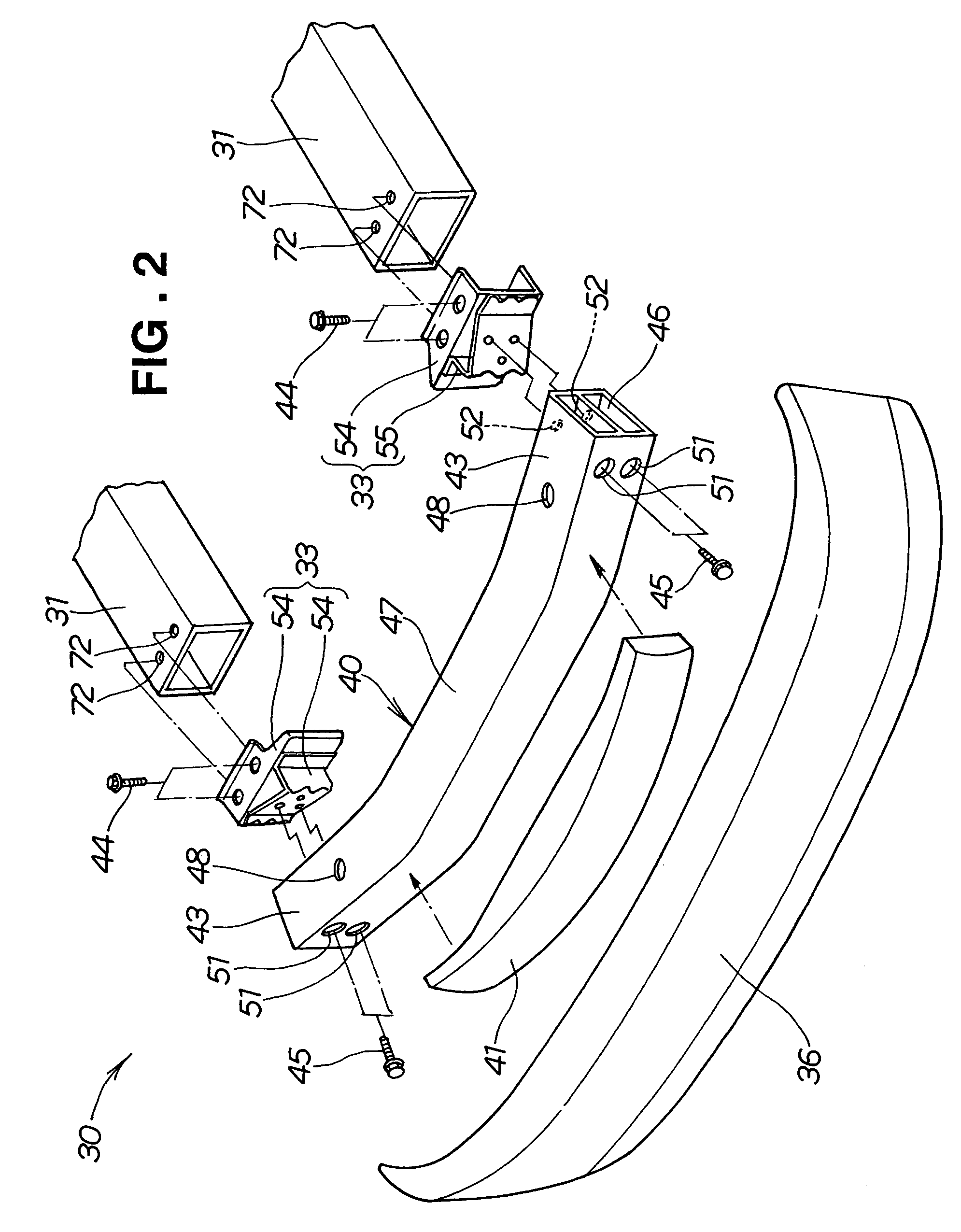 Vehicle bumper beam mounting structure
