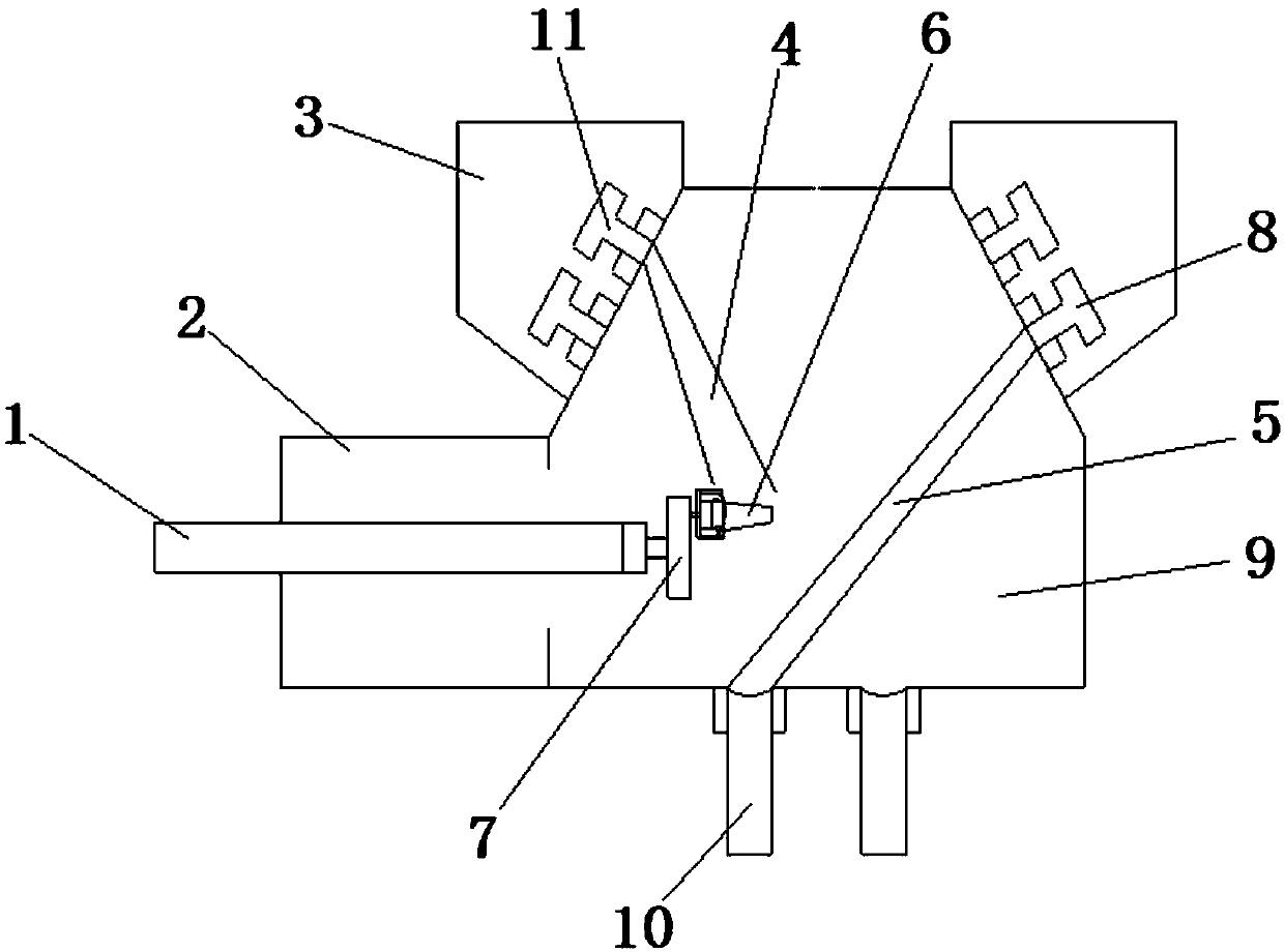 Turbine blade coating preparation device with double-side crossed clamping structure