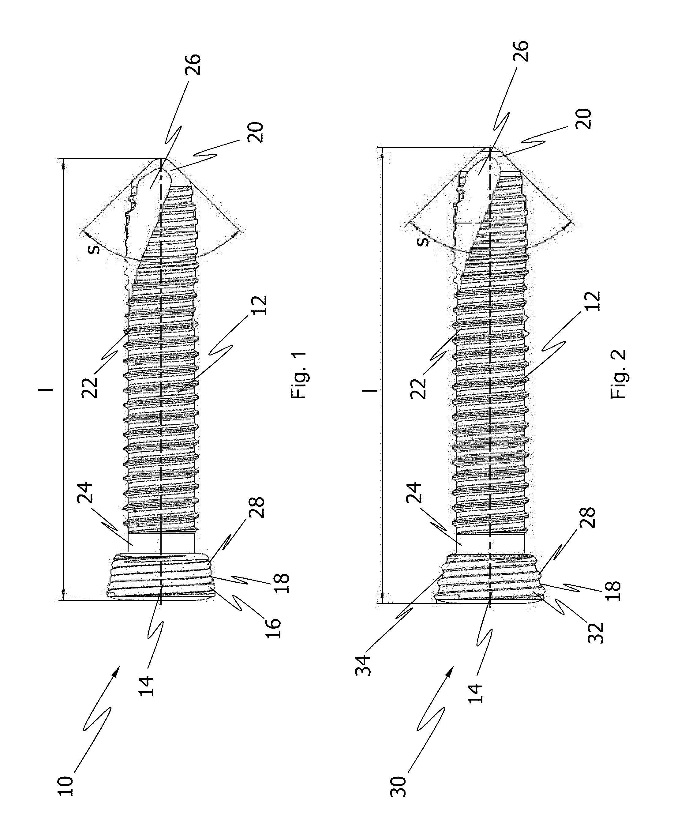 Bone fixation system with curved profile threads