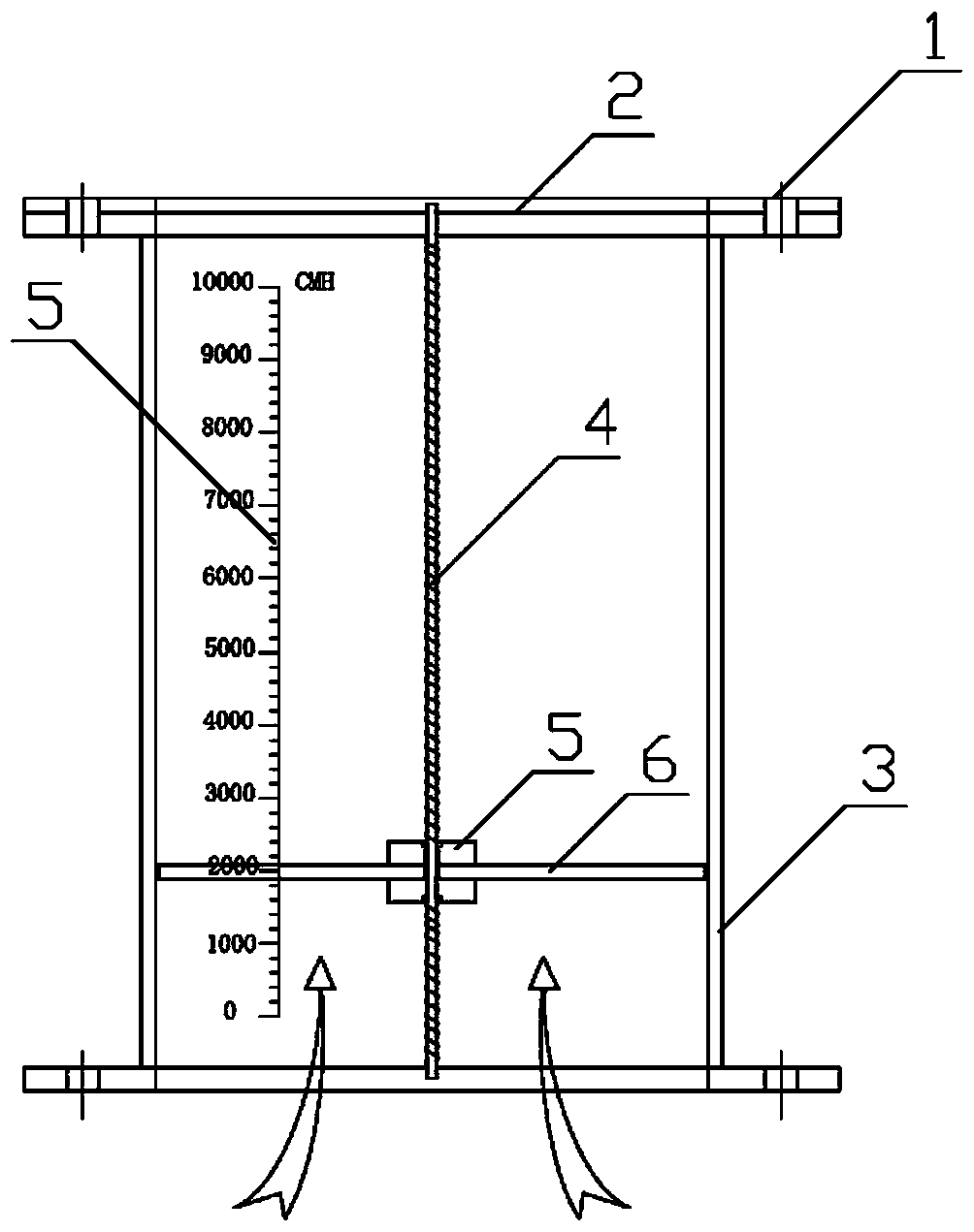 Visible air flow indicator and method for measuring air volume of deodorizing air duct