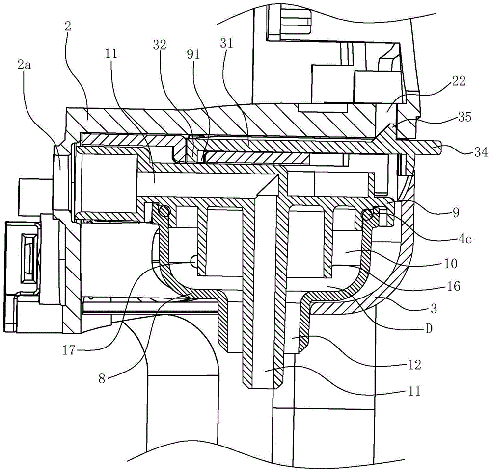 An installation structure of a coffee machine spout