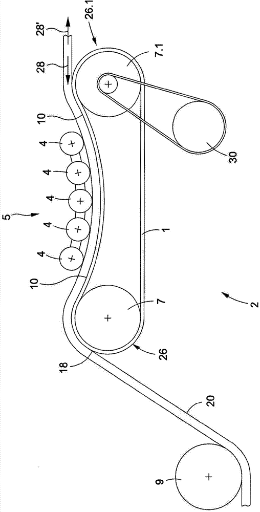 Device for driving a handrail for an escalator or moving walkway