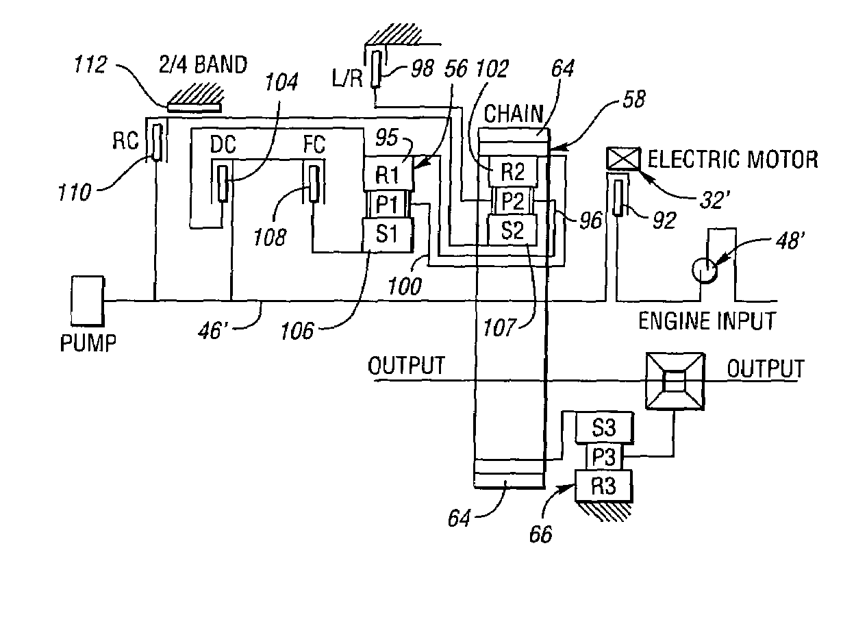 Control of power-on downshifts in a multiple-ratio powertrain for a hybrid vehicle