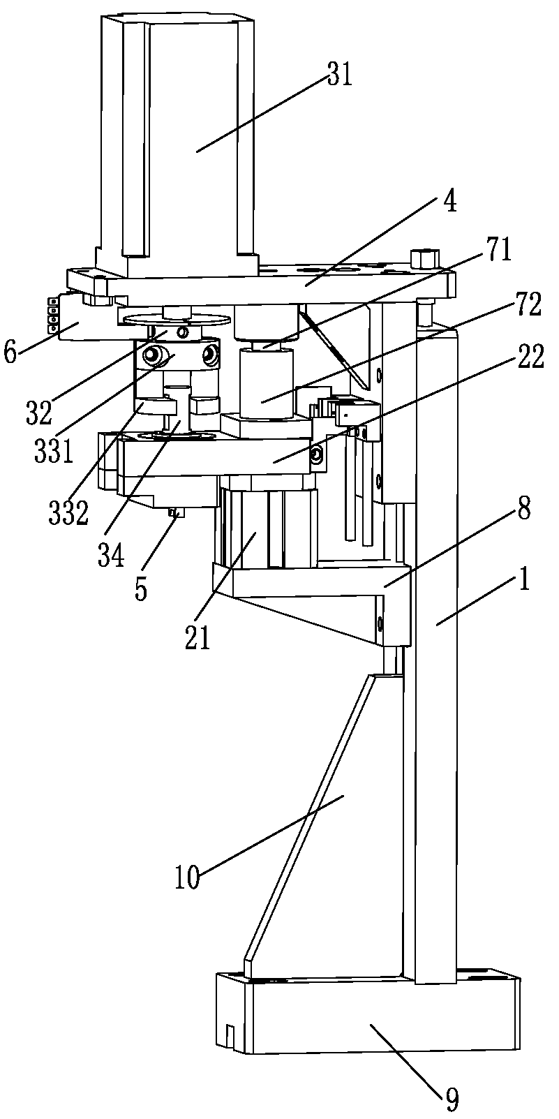 Chip turning device for surface-mounted device (SMD) light-emitting diode (LED) patch light splitting machine