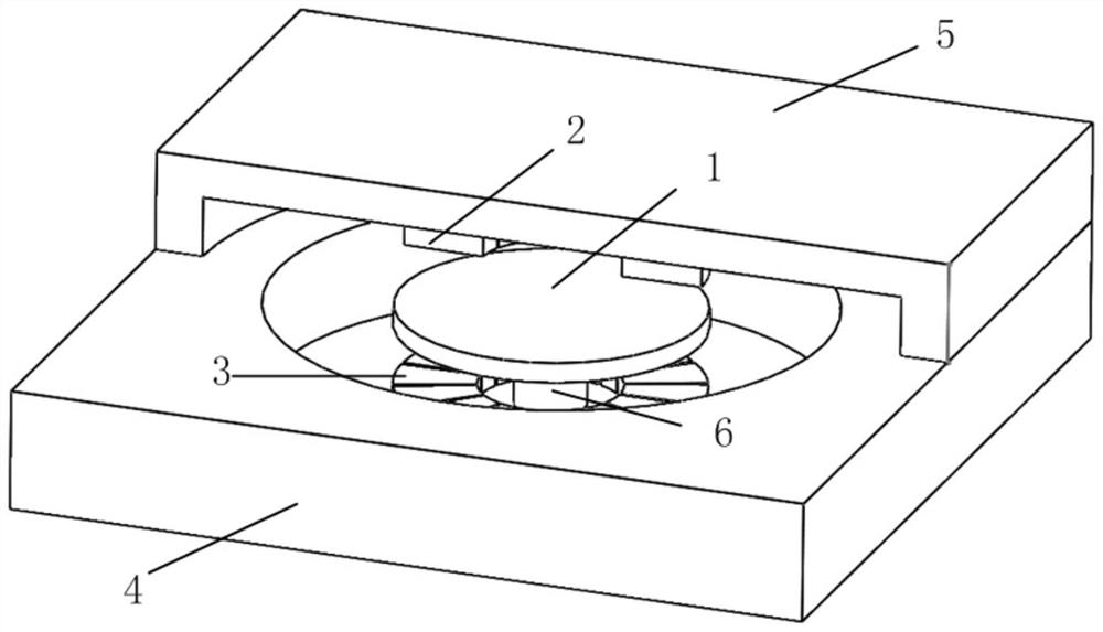 Two-electrode distributed micro-gyroscope with upper ring and lower discrete and its preparation method