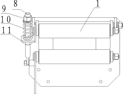 Adjustable tensioning guide device for retracting hose cable