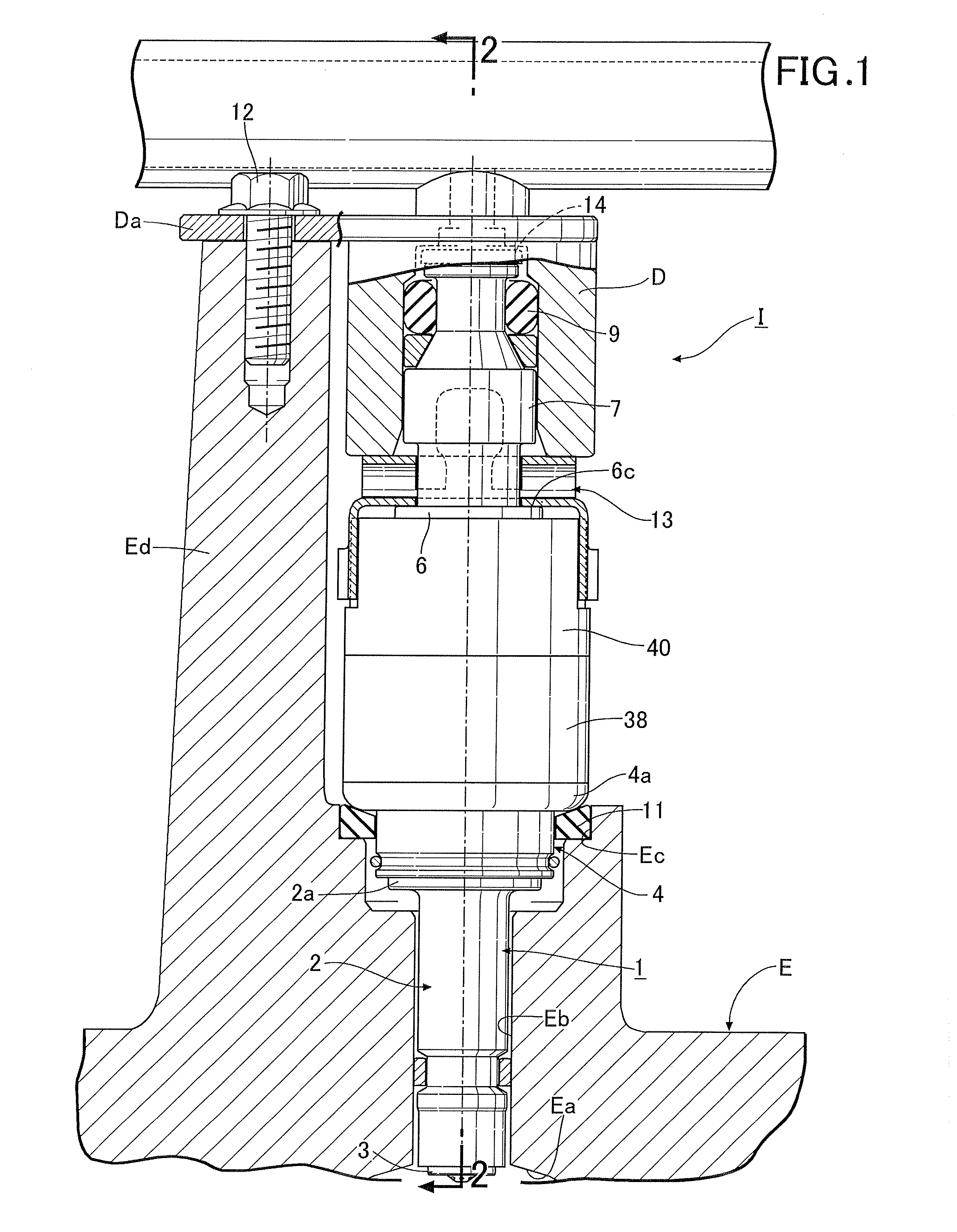 Support structure of direct fuel injection valve