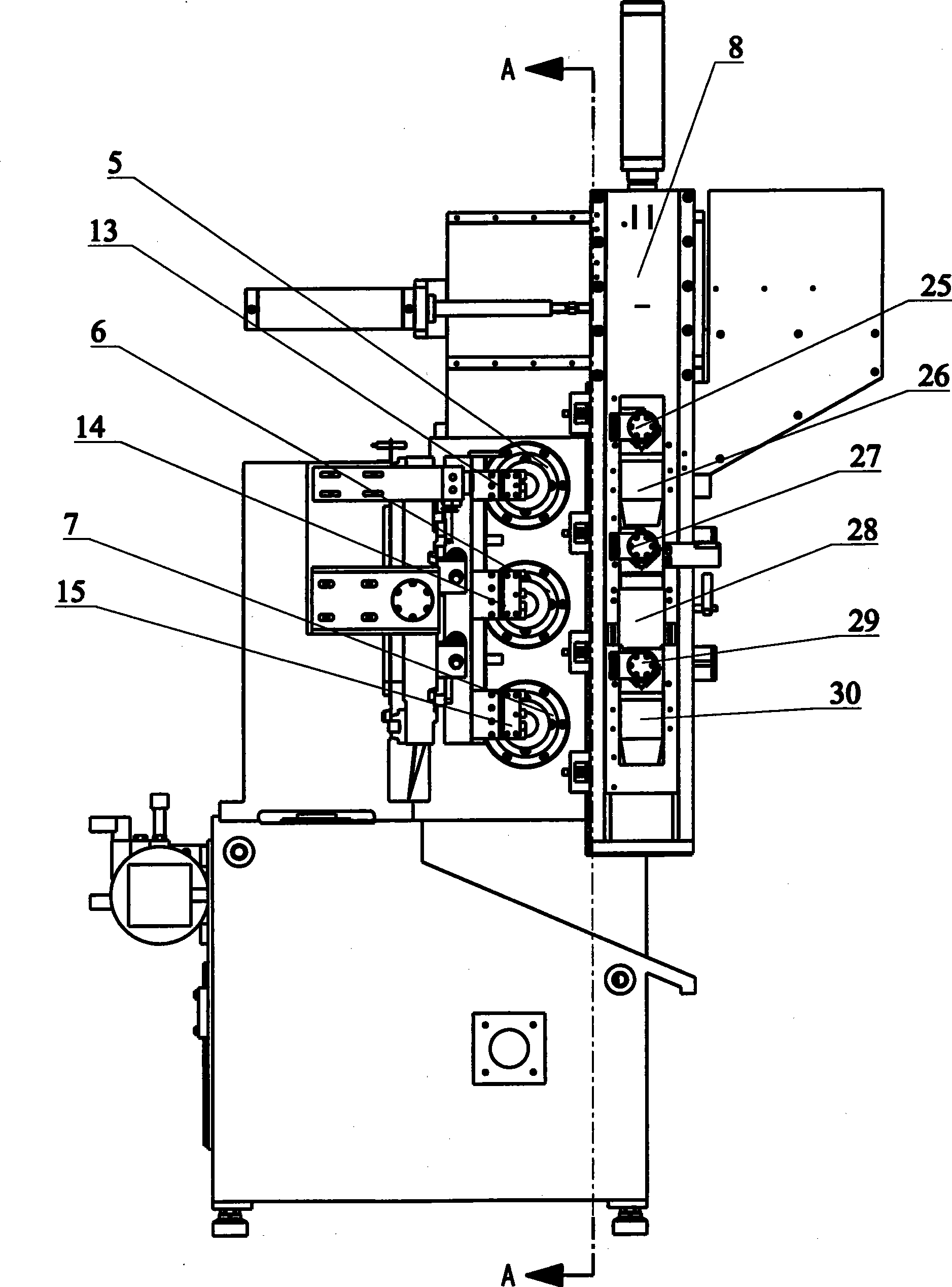 Full-automatic three-primary shaft combined lathe