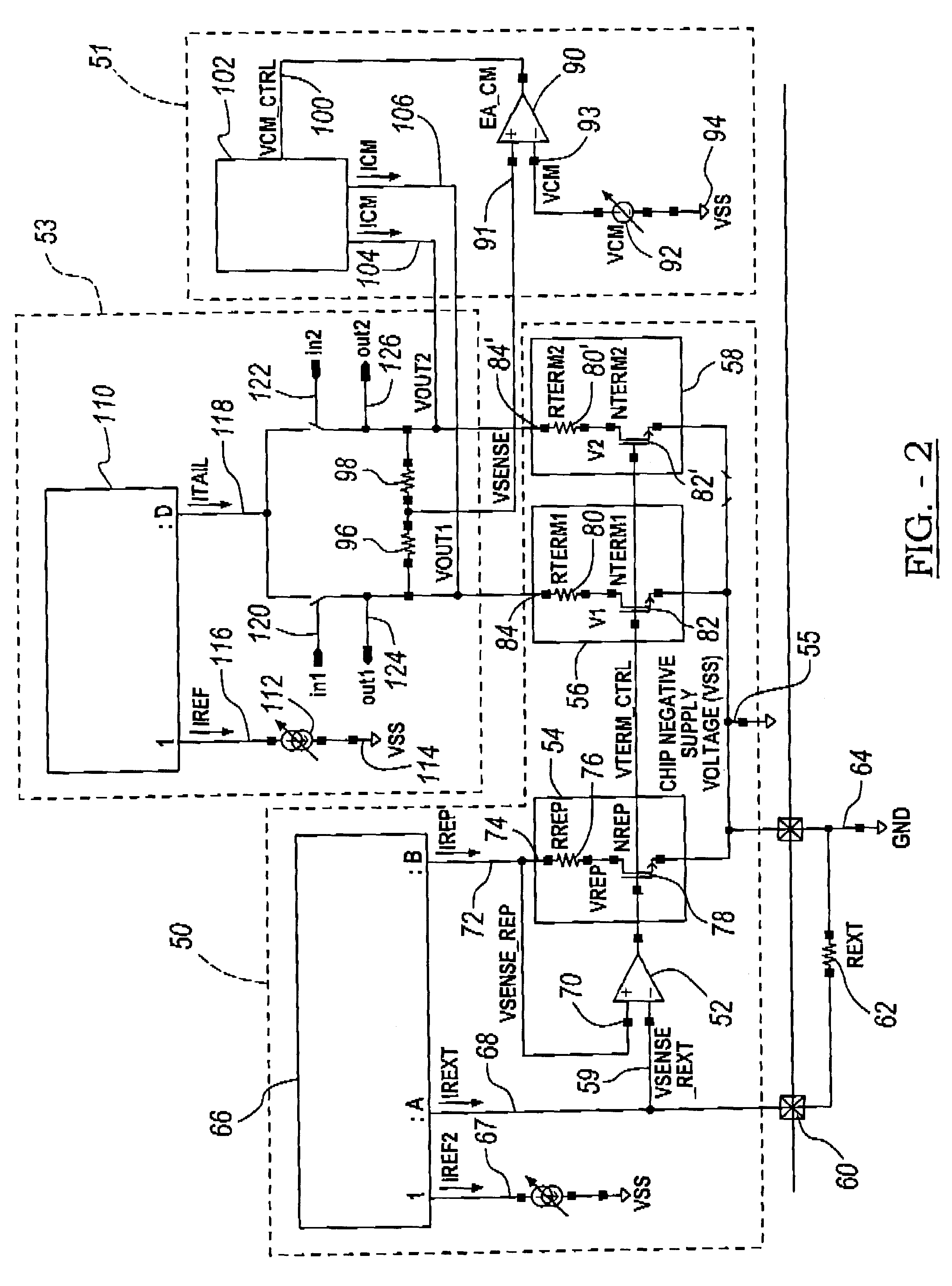 Output controlled line driver with programmable common mode control