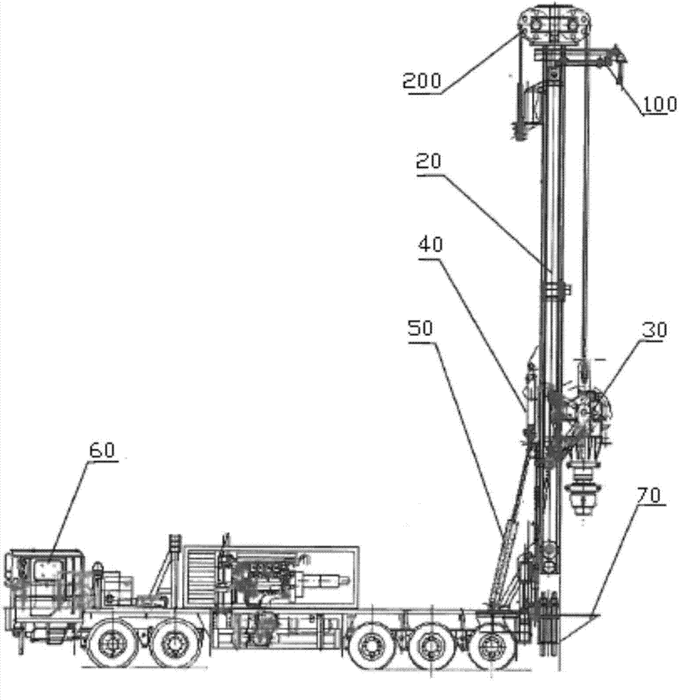 Truck-mounted drilling rig, mast assembly of drilling rig and auxiliary cathead device
