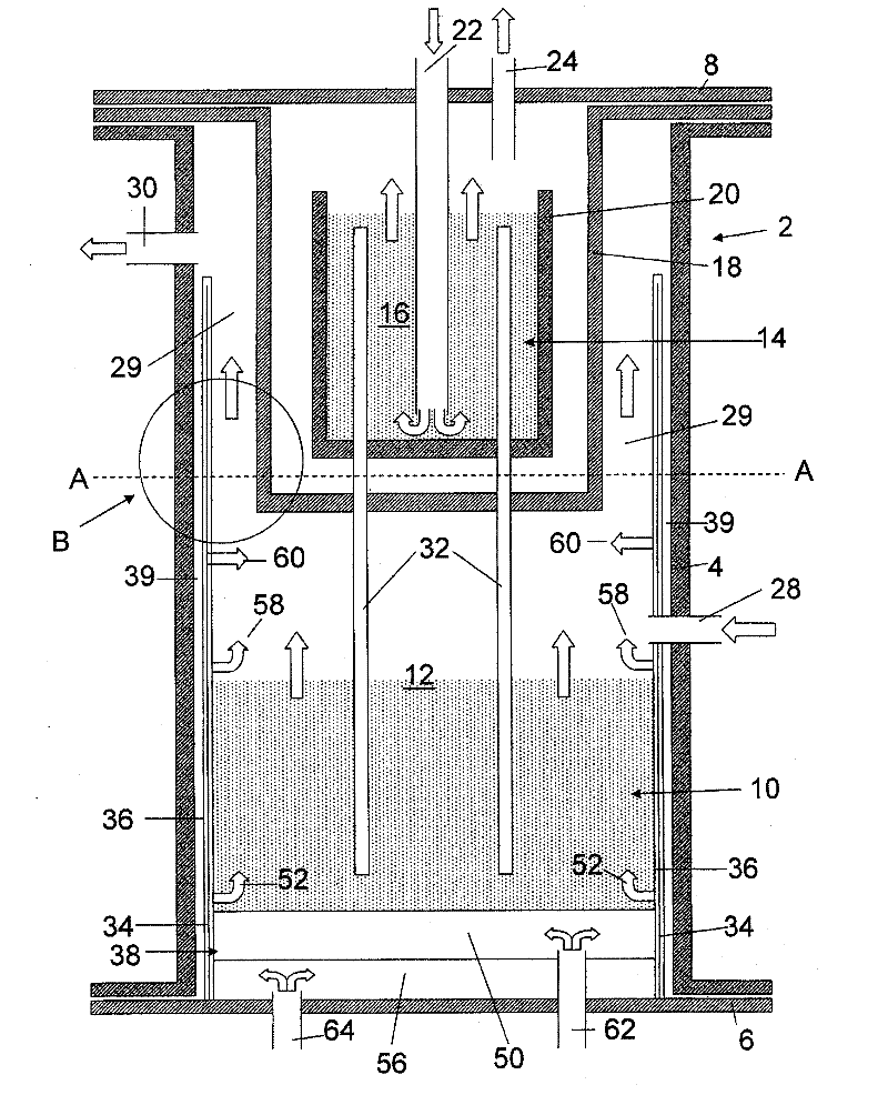 Fluidized-bed reactor and insert for said fluidized-bed reactor