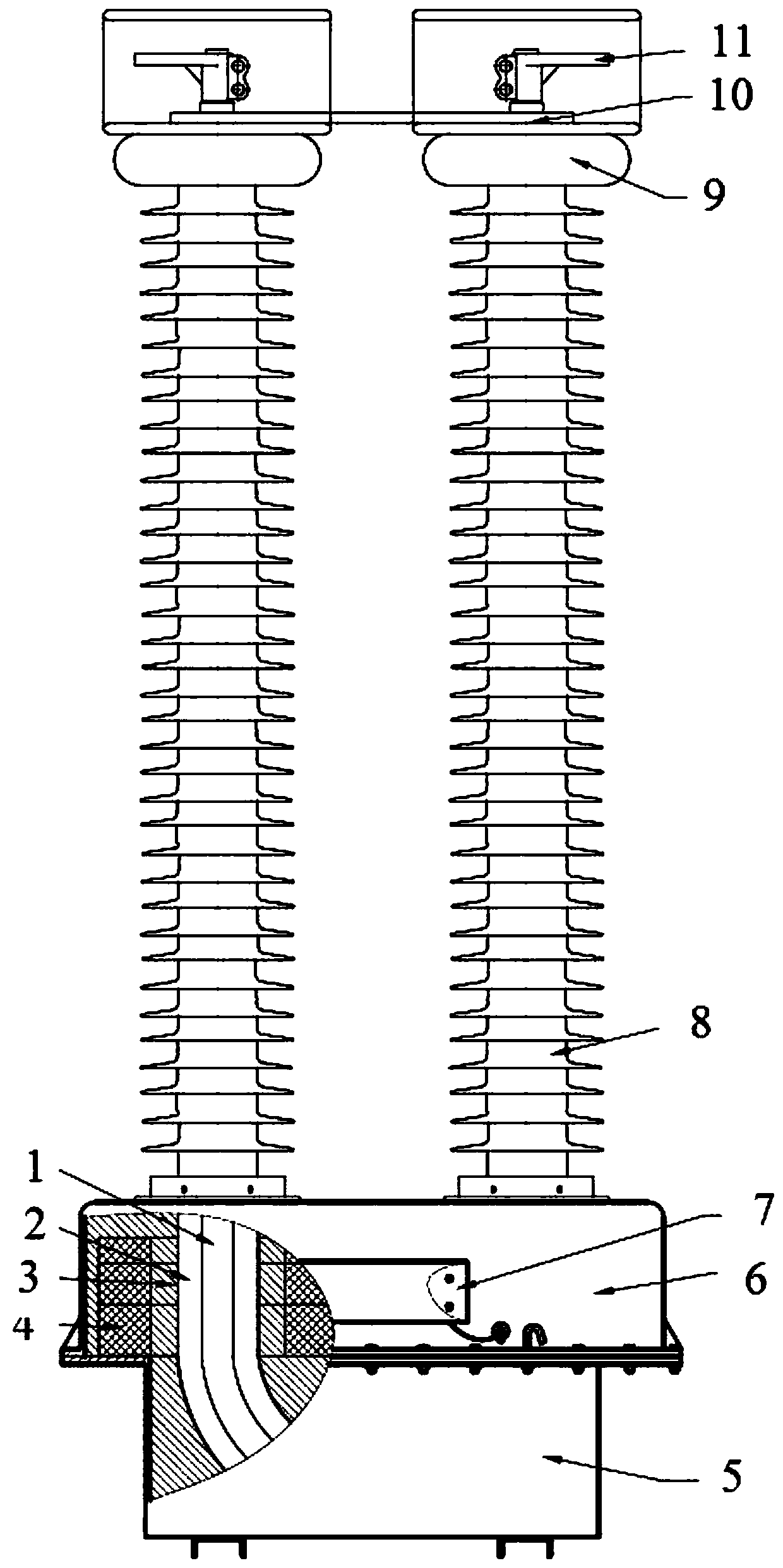 330kV dry-type capacitive current transformer and preparation method thereof