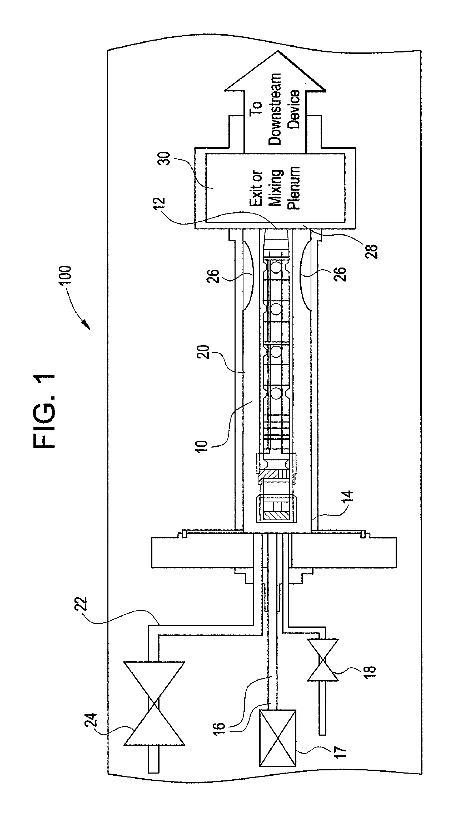 Pulse detonation engine bypass and cooling flow with downstream mixing volume