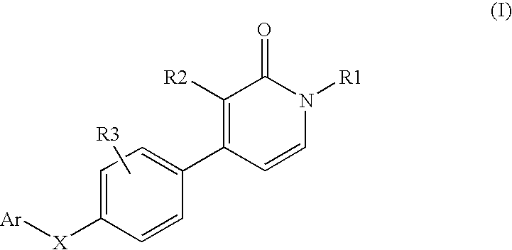 1,3-disubstituted 4-(aryl-X-phenyl)-<i>1H</i>-pyridin-2-ones