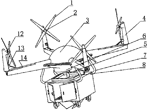 Multifunctional unmanned distribution flying cart and working method thereof