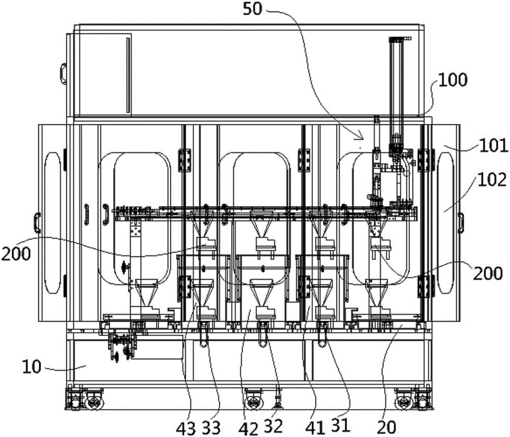 Automatic cleaning machine for products transferred by mechanical arm