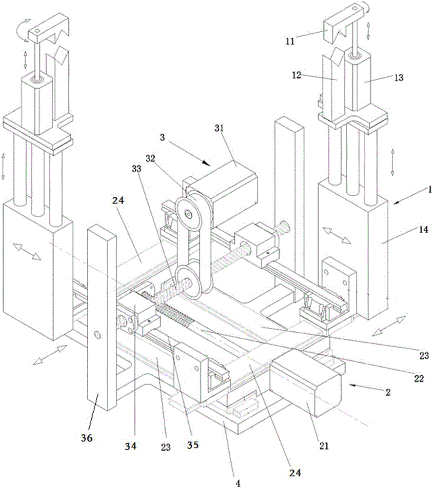 Position adjusting mechanism for taping machine clamping mechanism