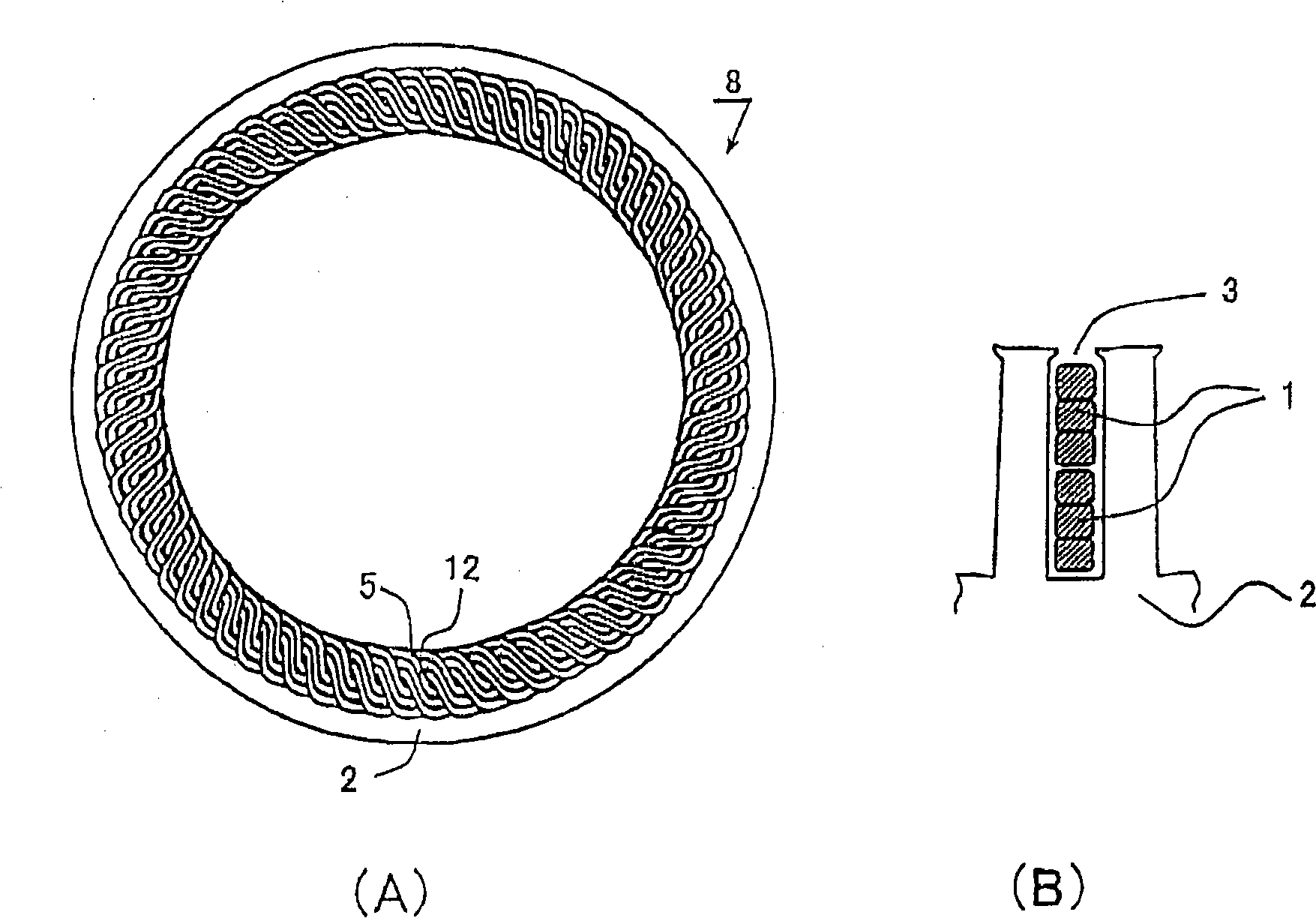 Rotating machine, continuous winding coil, distributed winding stator and method for forming same