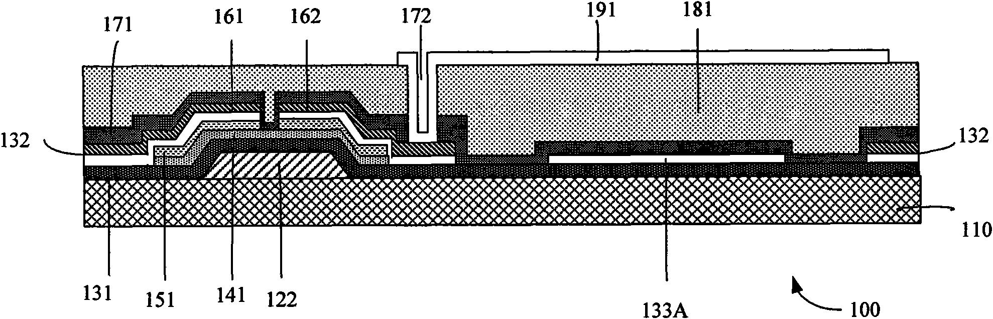 TFT array structure and manufacturing method thereof