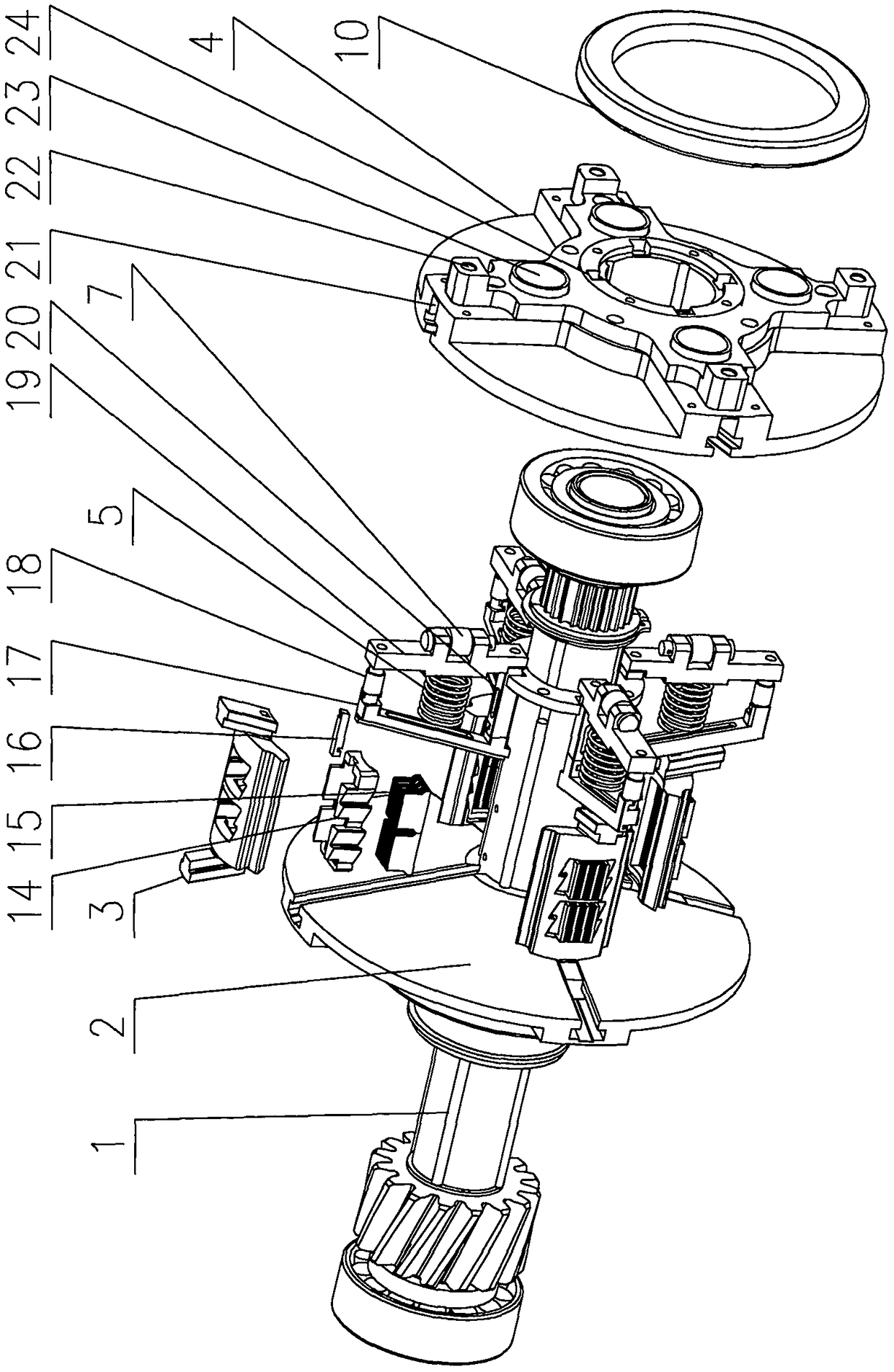 Mechanism for eliminating engaging backlash between oscillating teeth and sliding sheets as well as design method capable of prolonging life of engaging teeth