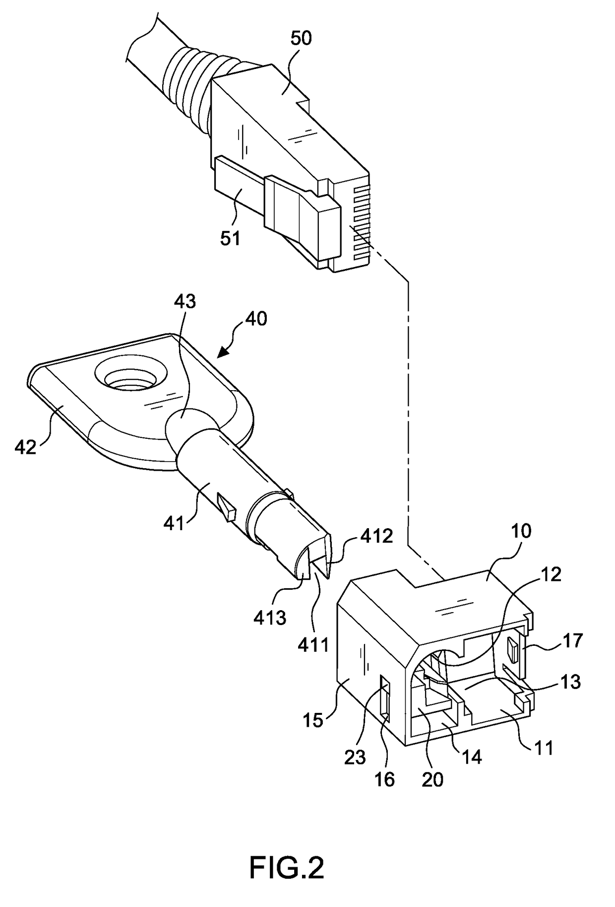 Lock-in device for network cables