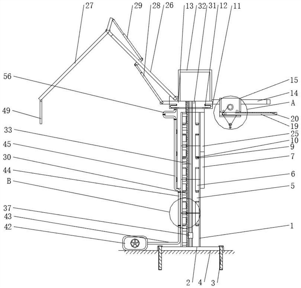 Concrete vertical lifting device for chimney construction