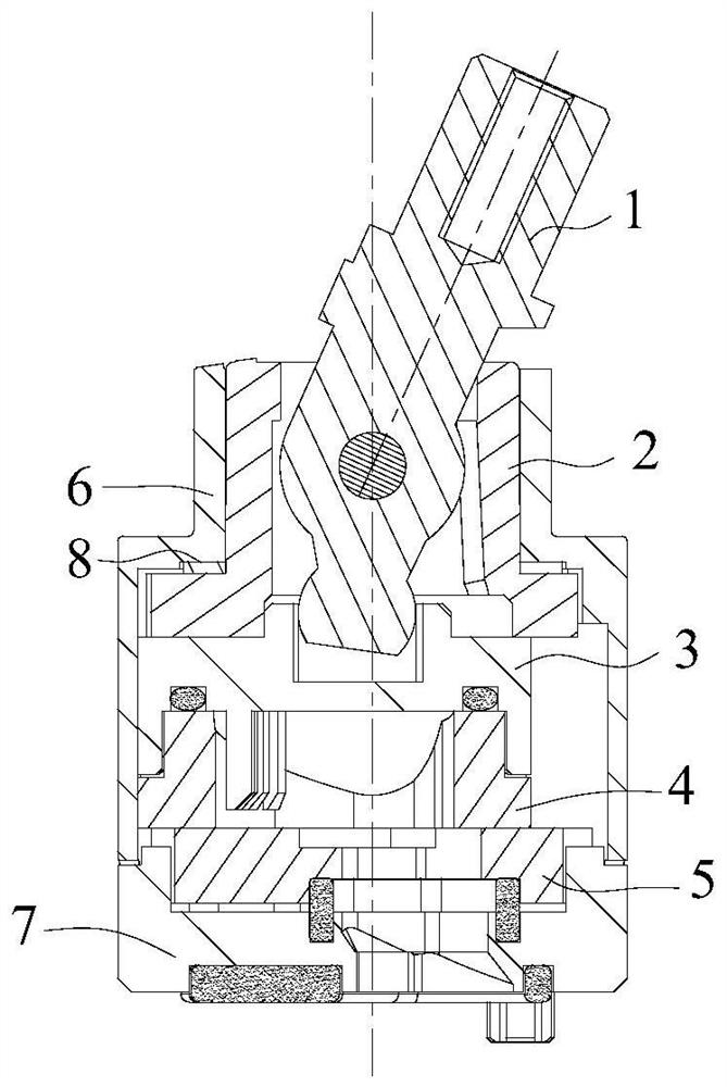 A large flow ceramic water mixing valve