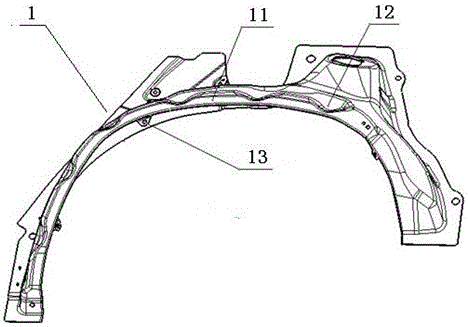 A connection structure between the rear wheel eyebrow of a car and adjacent components