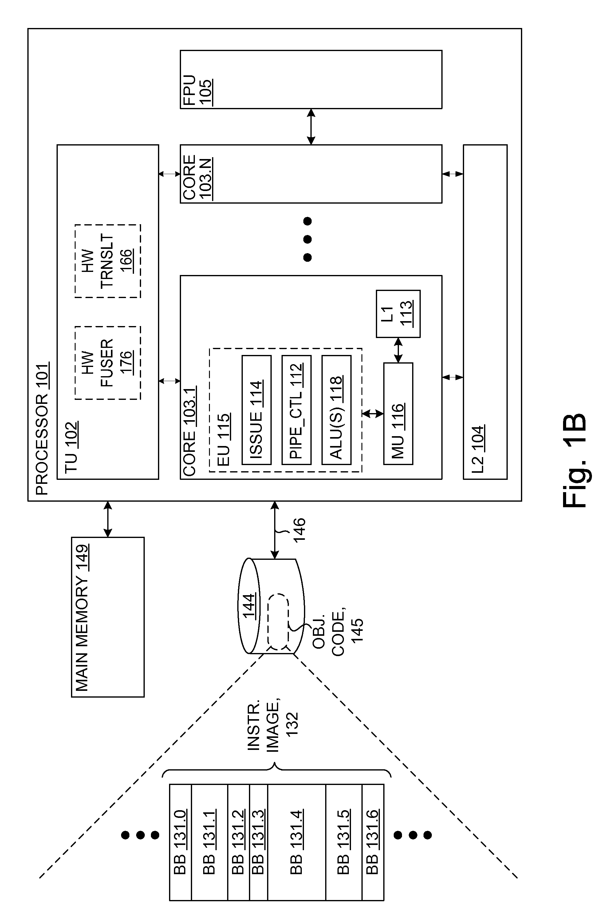 Executing functions determined via a collection of operations from translated instructions