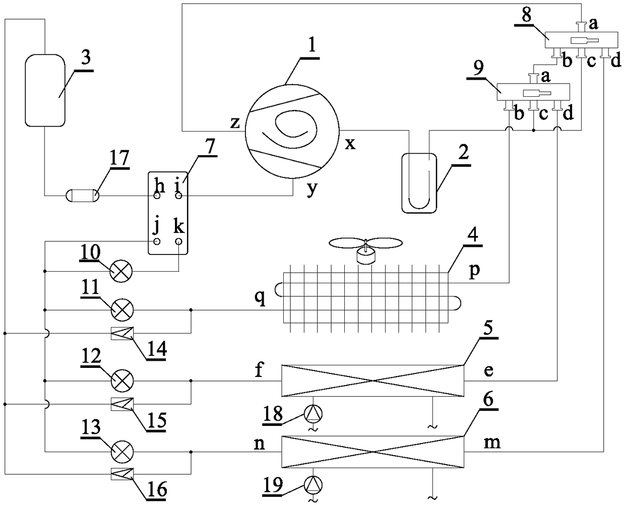 Heat supply method for air source-water source composite heat pump with middle gas supplementing